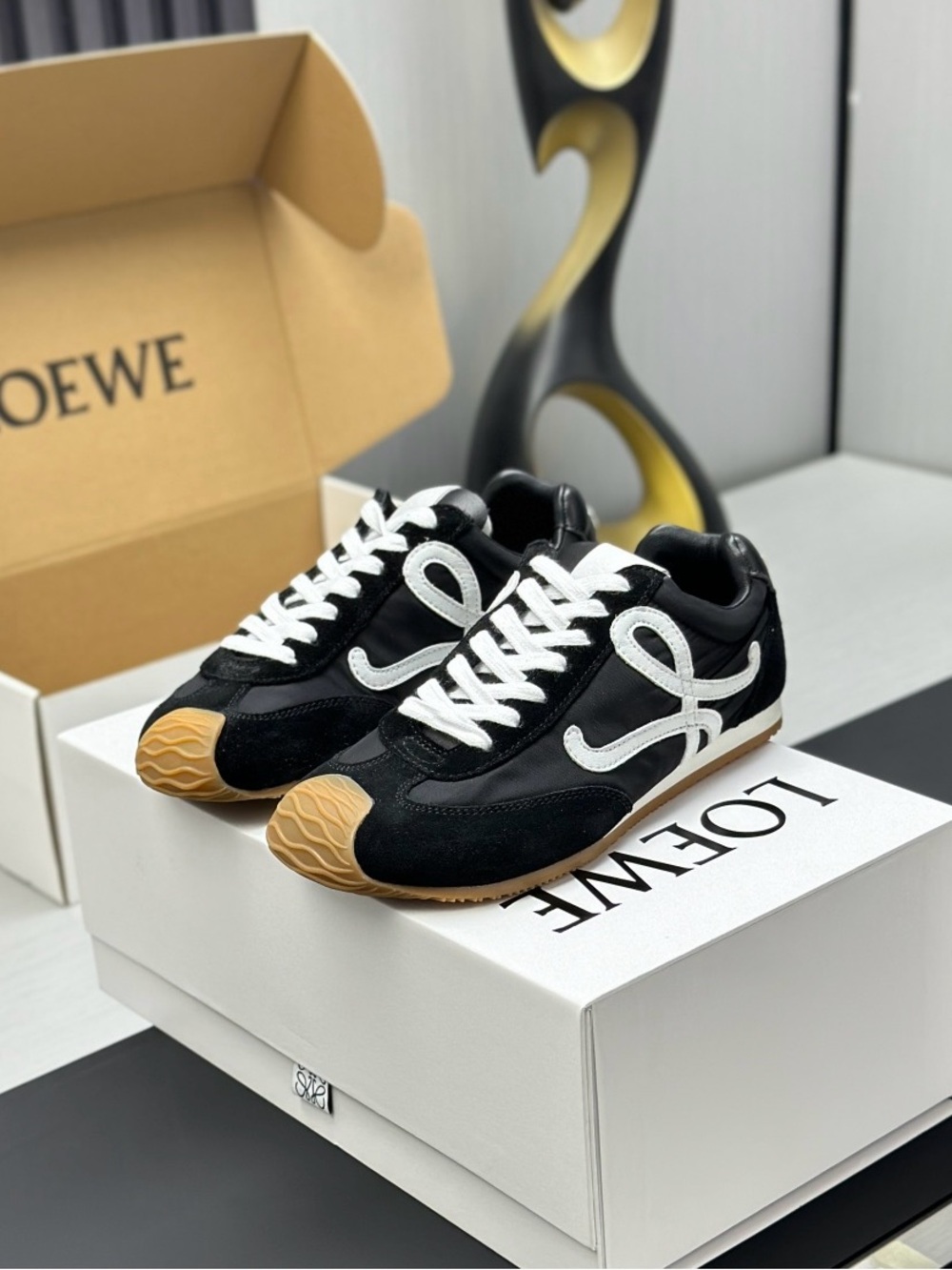 Loewe Black, White & Gum Runner Sneakers